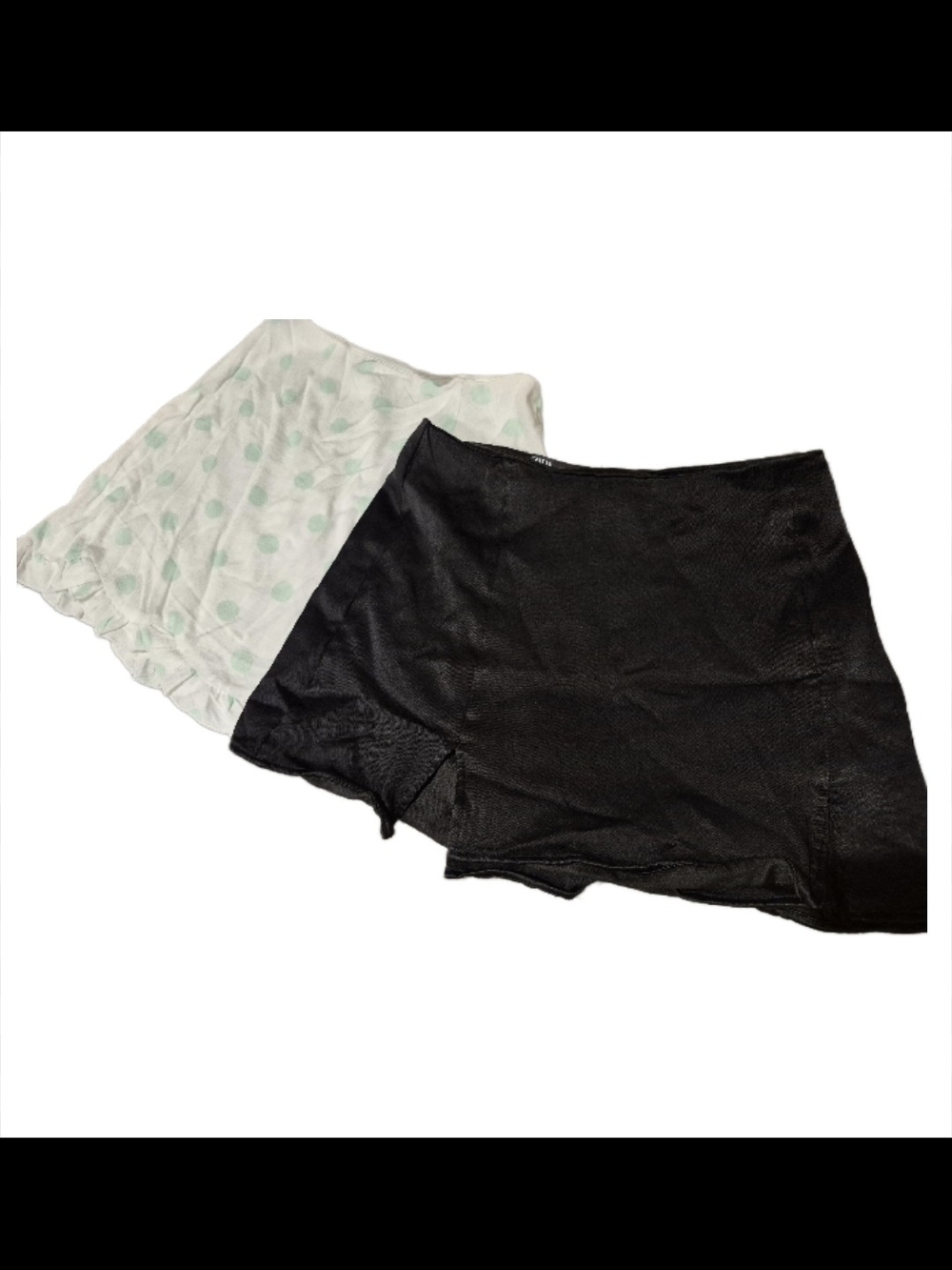 Zara And Altar'd State Black Satin and Light Green Polka Dot Cotton Skirts
